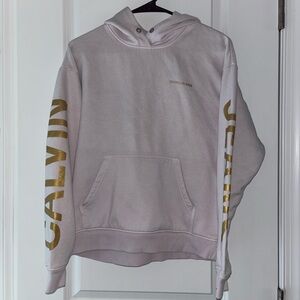 Calvin Klein Gray Hoodie with Gold Lettering